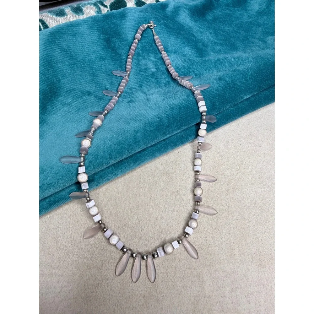 Vintage 925 Sterling Silver Beaded Necklace 18